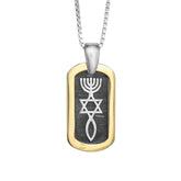 Messianic seal pendant sterling silver dog tag 9K gold